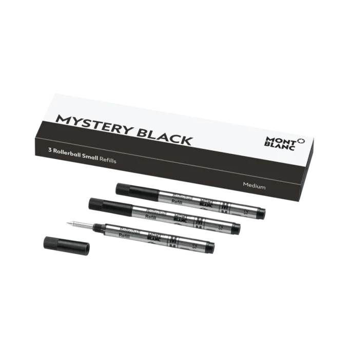 3 ricariche Rollerball Small, nero misterioso – Medio