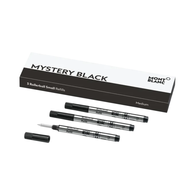 3 ricariche Rollerball Small, nero misterioso – Medio
