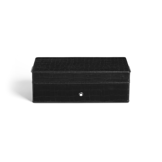 Astuccio per penne, pelle goffrata coccodrillo, nero