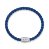 Bracciale in acciaio con chiusura a 3 anelli e pelle blu