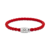 Bracciale in acciaio con chiusura a 3 anelli e pelle rossa