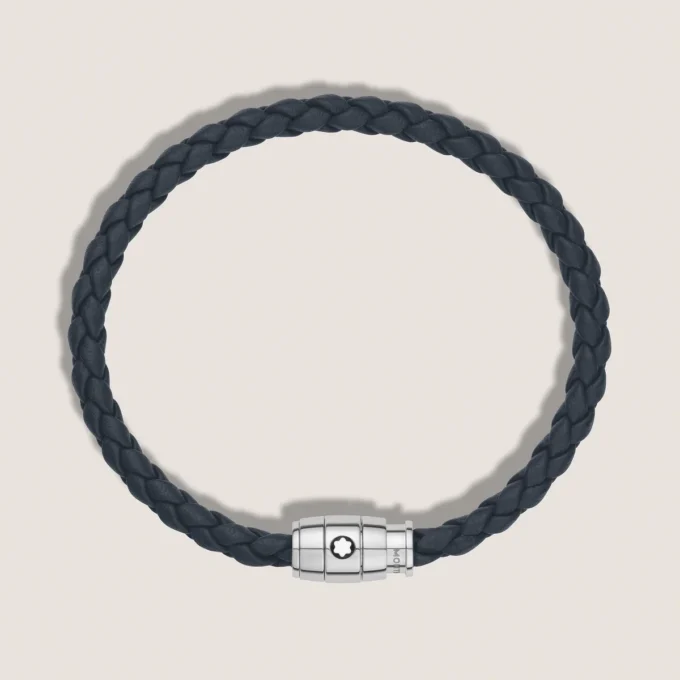 Bracciale piccolo, pelle morbida, blu avio