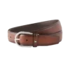 Cintura in pelle marrone con fibbia a ferro di cavallo da 35 mm