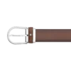 Cintura in pelle marrone con fibbia a ferro di cavallo da 35 mm
