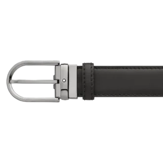 Cintura in pelle nera con fibbia a ferro di cavallo da 35 mm