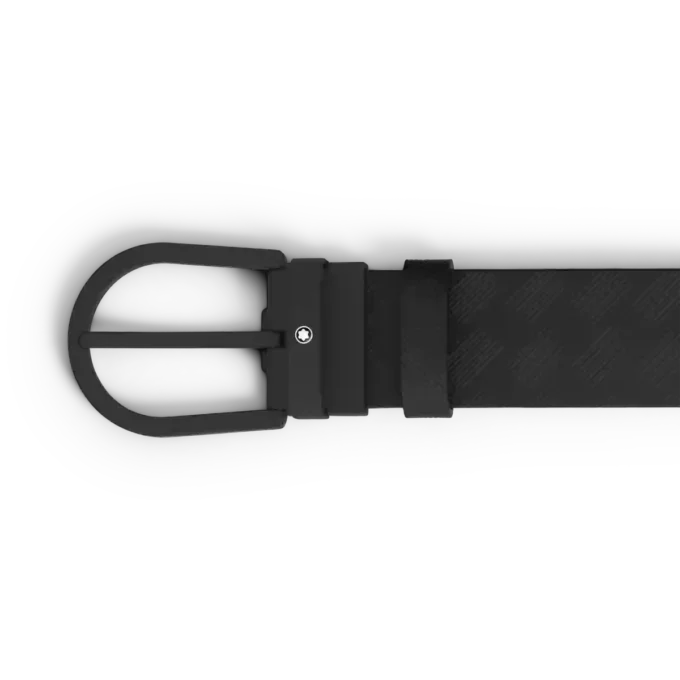 Cintura in pelle nera con fibbia a ferro di cavallo da 35 mm