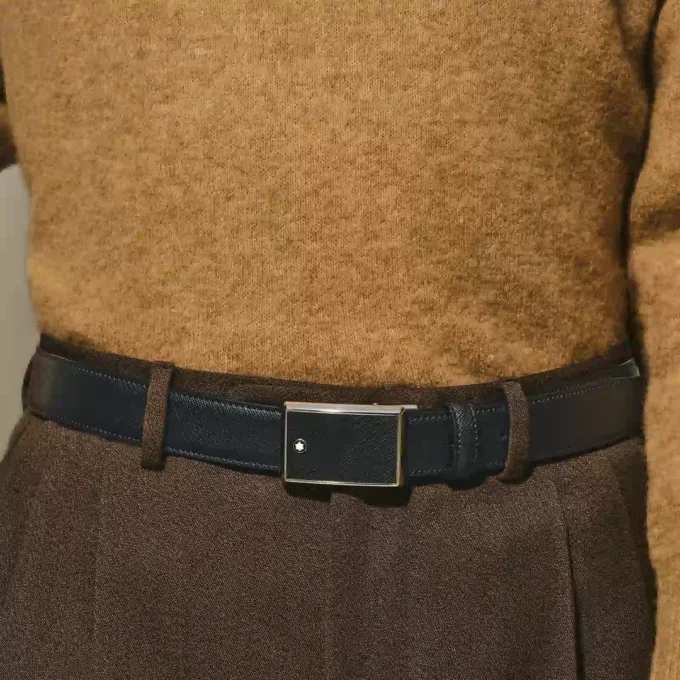 Cintura in pelle nera da 30 mm