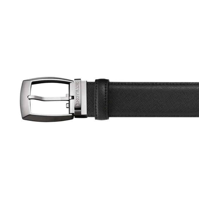 Cintura in pelle nera da 35 mm
