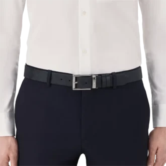 Cintura in pelle nera da 35 mm