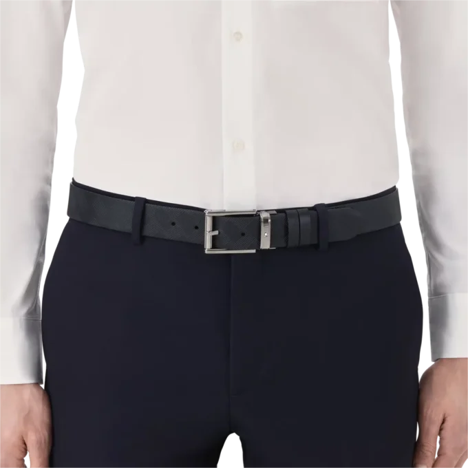 Cintura in pelle nera da 35 mm
