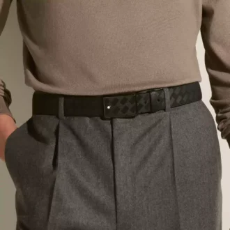 Cintura in pelle nera da 35 mm