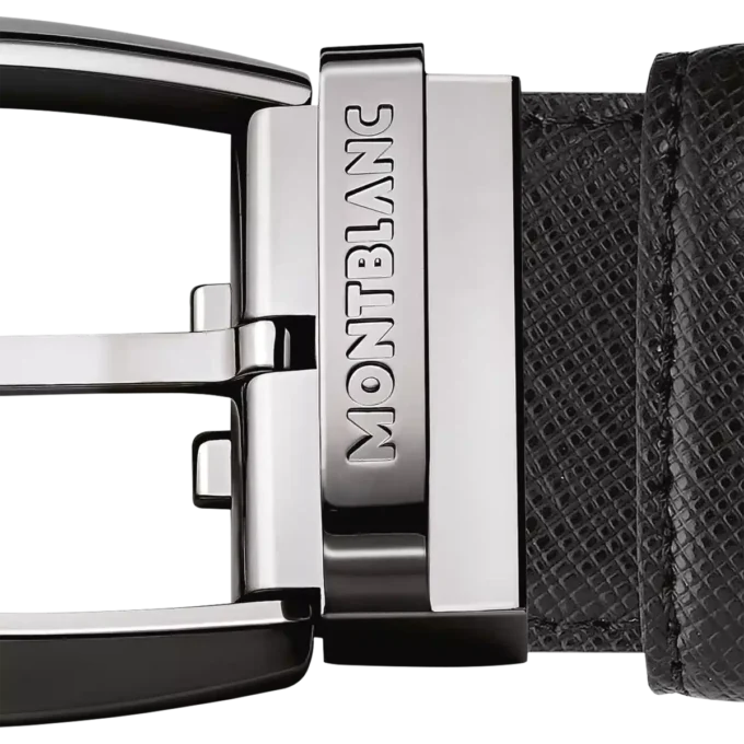 Cintura in pelle nera da 35 mm