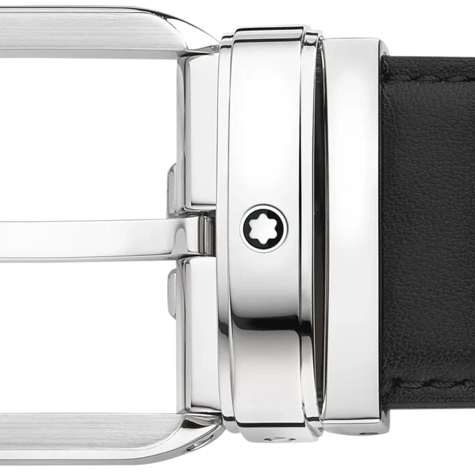 Cintura in pelle nera da 35 mm