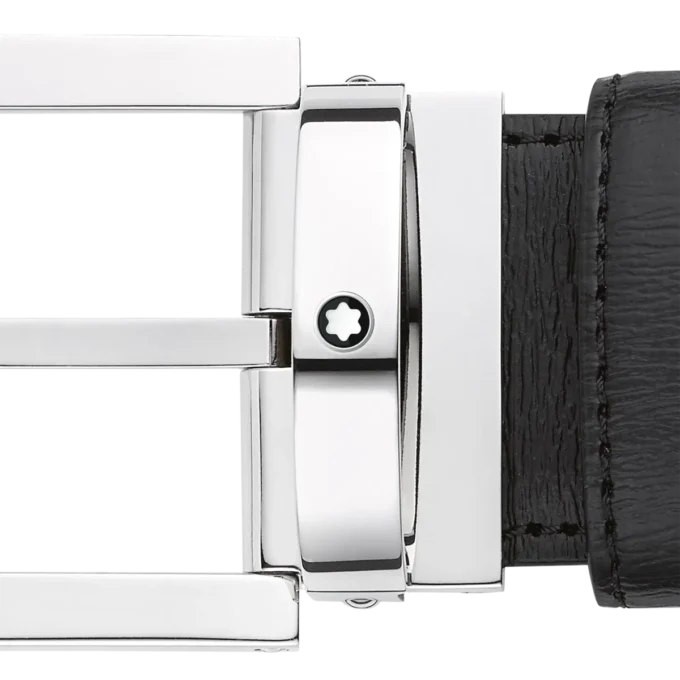 Cintura in pelle nera da 35 mm