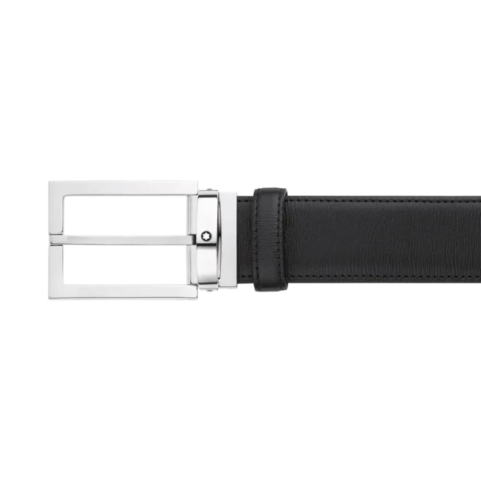 Cintura in pelle nera da 35 mm
