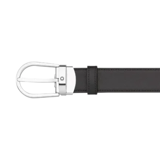 Cintura in pelle reversibile con fibbia a ferro di cavallo nera/marrone 30 mm