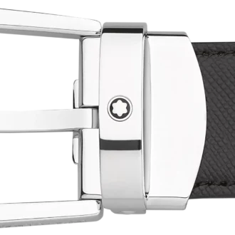 Cintura in pelle reversibile con fibbia a ferro di cavallo nera/marrone 30 mm