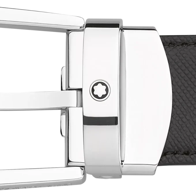 Cintura in pelle reversibile con fibbia a ferro di cavallo nera/marrone 30 mm