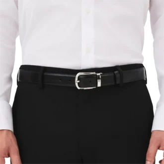 Cintura in pelle reversibile con fibbia a ferro di cavallo nera/marrone 30 mm