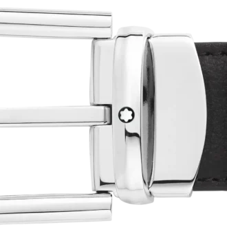 Cintura in pelle reversibile con fibbia a ferro di cavallo nera/marrone 30 mm