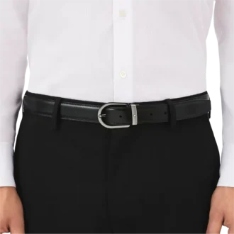 Cintura in pelle reversibile con fibbia a ferro di cavallo nera/marrone 30 mm