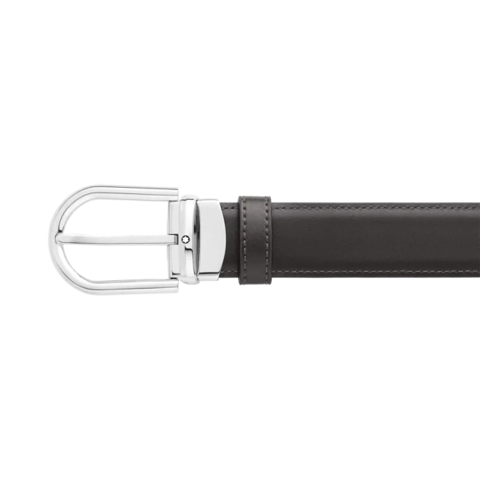 Cintura in pelle reversibile con fibbia a ferro di cavallo nera/marrone 30 mm