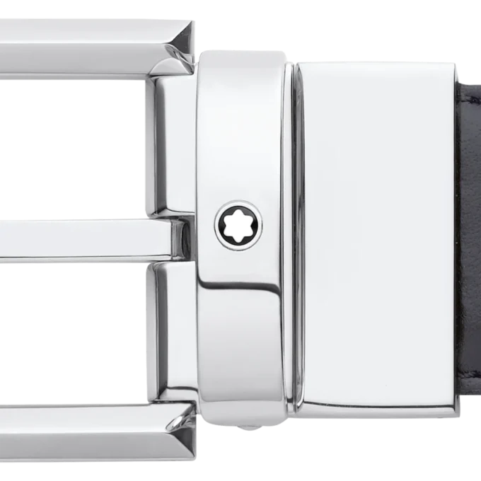 Cintura in pelle reversibile con fibbia a ferro di cavallo nera/marrone 30 mm