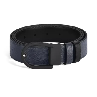 Cintura reversibile a ferro di cavallo 35 mm in pelle fiore