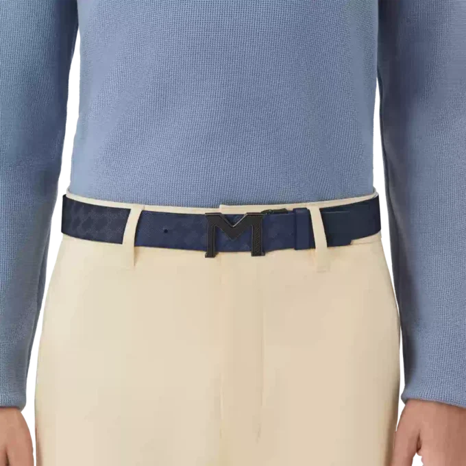 Cintura reversibile in pelle con fibbia M Extreme 3.0 blu/nero liscio 35 mm