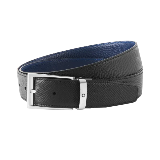 Cintura reversibile in pelle nera/blu 35 mm Cintura reversibile in pelle nera/blu 35 mm