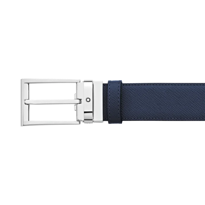 Cintura reversibile in pelle nera/blu 35 mm Cintura reversibile in pelle nera/blu 35 mm