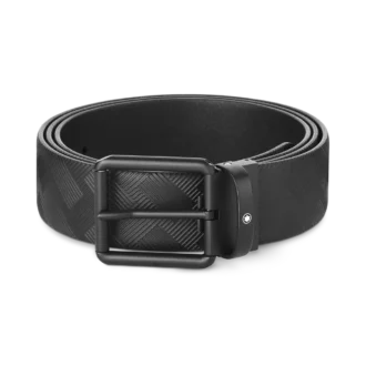 Cintura reversibile in pelle nera stampata/nera liscia da 35 mm