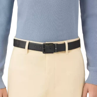 Cintura reversibile in pelle nera stampata/nera liscia da 35 mm