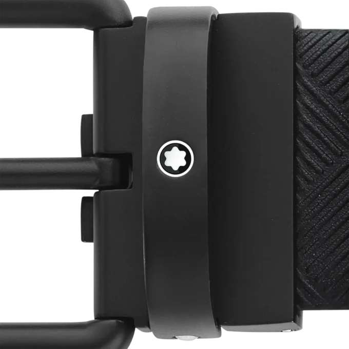 Cintura reversibile in pelle nera stampata/nera liscia da 35 mm