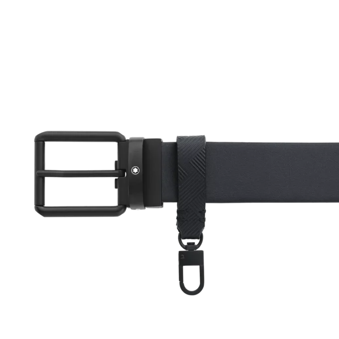 Cintura reversibile in pelle nera stampata/nera liscia da 35 mm