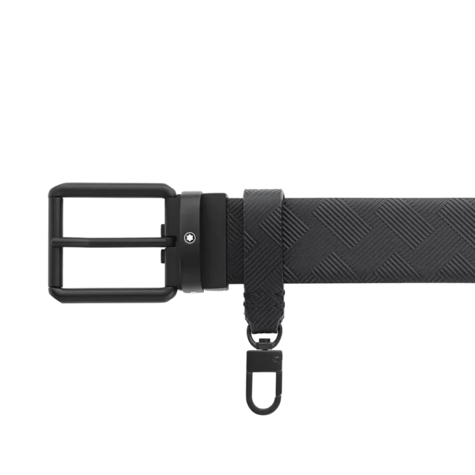 Cintura reversibile in pelle nera stampata/nera liscia da 35 mm