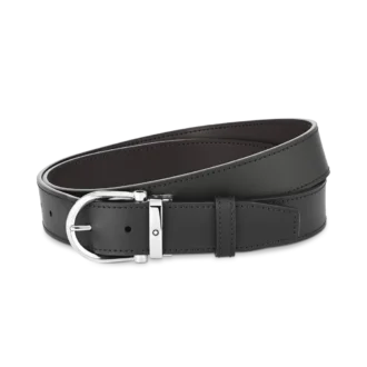 Fibbia a ferro di cavallo nera/marrone Cintura in pelle reversibile da 35 mm