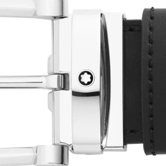 Fibbia a ferro di cavallo nera/marrone Cintura in pelle reversibile da 35 mm