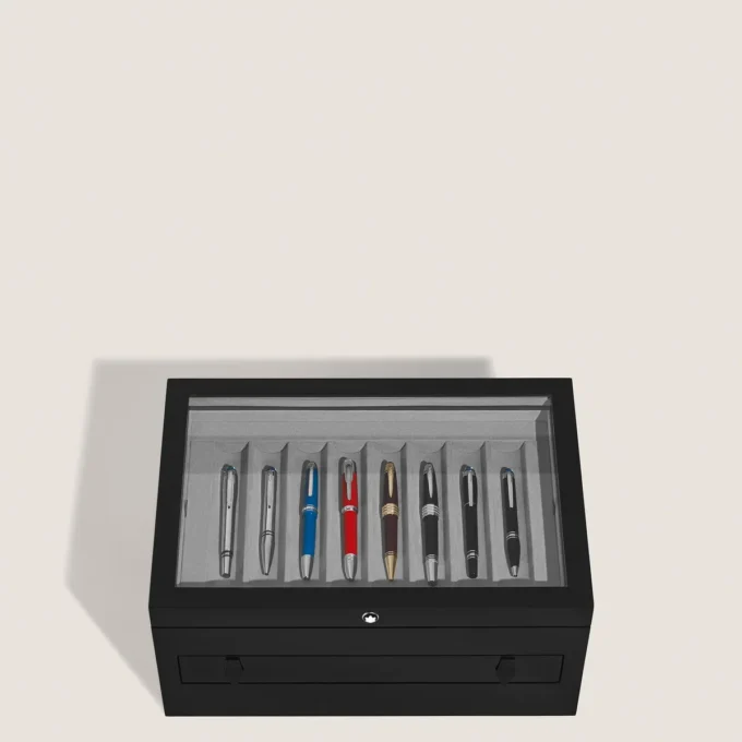 Grande cofanetto da collezione in legno e lacca per 24 strumenti da scrittura