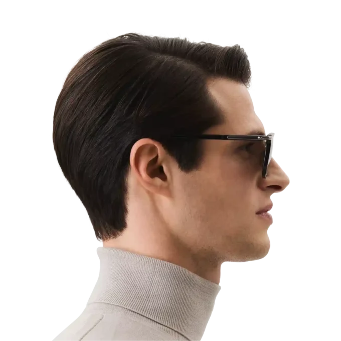 Occhiali da sole rettangolari con montatura in acetato nero