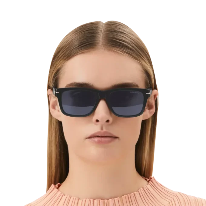 Occhiali da sole rettangolari con montatura in acetato nero Occhiali da sole rettangolari con montatura in acetato nero