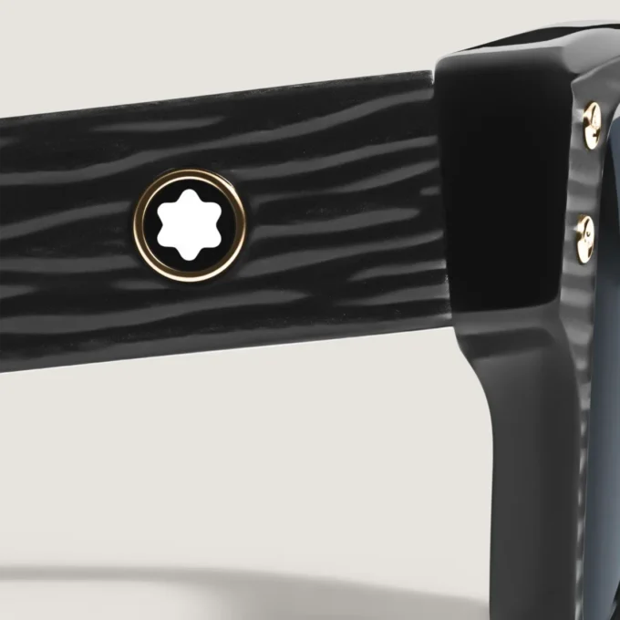 Occhiali da sole rettangolari con montatura in acetato nero