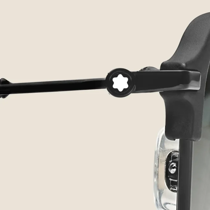 Occhiali da sole rettangolari con montatura in metallo nero Occhiali da sole rettangolari con montatura in metallo nero