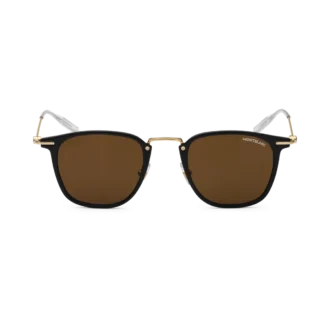 Occhiali da sole rotondi con montatura nera iniettata