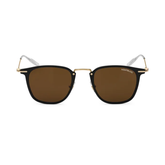 Occhiali da sole rotondi con montatura nera iniettata