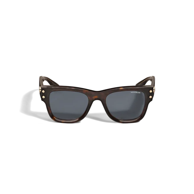 Occhiali da sole squadrati con montatura in acetato color avana