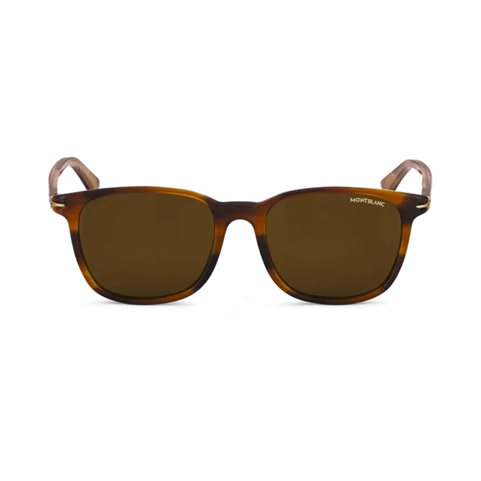 Occhiali da sole squadrati con montatura in acetato marrone