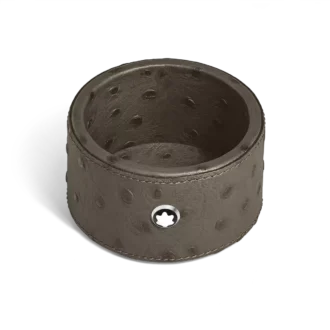 Piccolo vassoio da scrivania rotondo in pelle goffrata struzzo