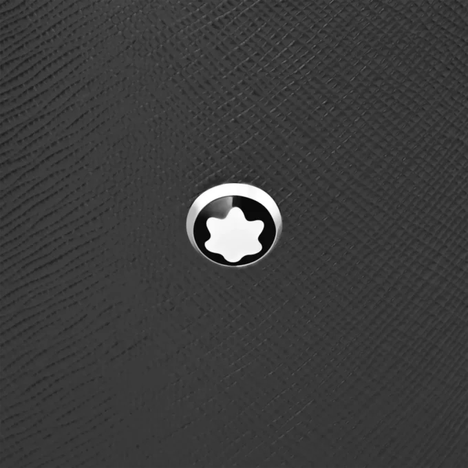 Portapenne rotondo in pelle nera