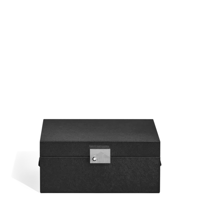 Scatola da collezione per strumenti da scrittura in pelle nera